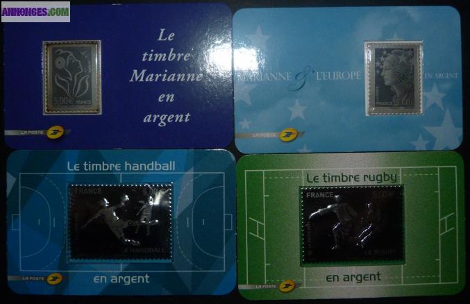 Timbres argent 2006,2008,2011,2012,2010