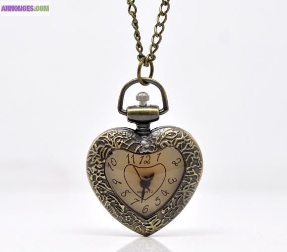 Montre Pendentif ou Gousset en Corme de Cœur