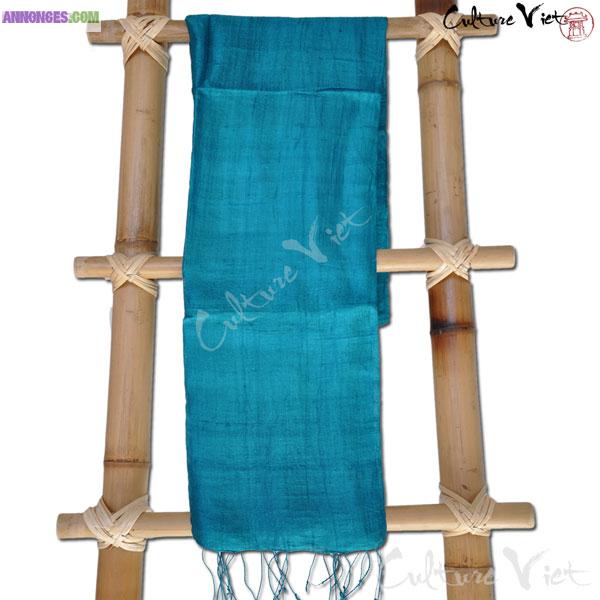 Echarpe en soie du Vietnam Turqoise