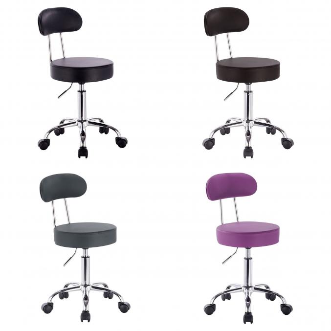 Tabouret Bureau Roulettes Dossier Chaise Pivotante Hauteur Réglable Cuir Synthétique
