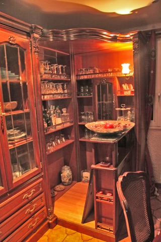 Buffet living bar + table & 8 chaises merisier