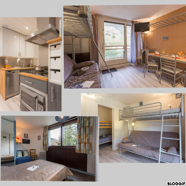 PIEDS DES PISTES, appartement tout confort, 40m², 6personnes,1 chambre et un coin montagne fermé, 2 salles d'eau, 2 WC