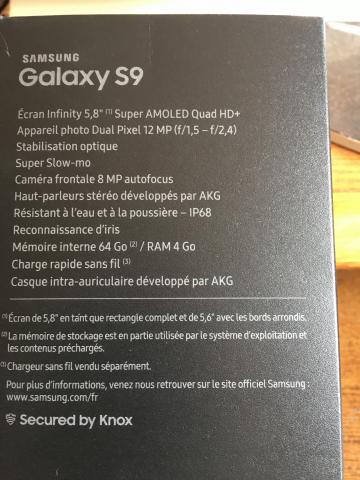 Smartphone sansung galaxy S 9 neuf