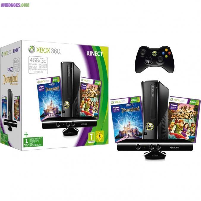 Console Xbox 360 4Go + Disneyland adventures + kinect adventures