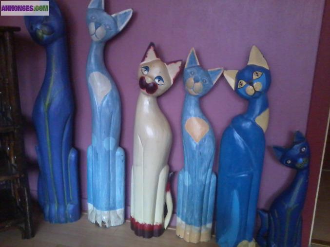 Lot de 6 chats en bois