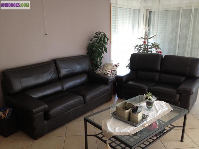 Canapé 3 places cuir chocolat