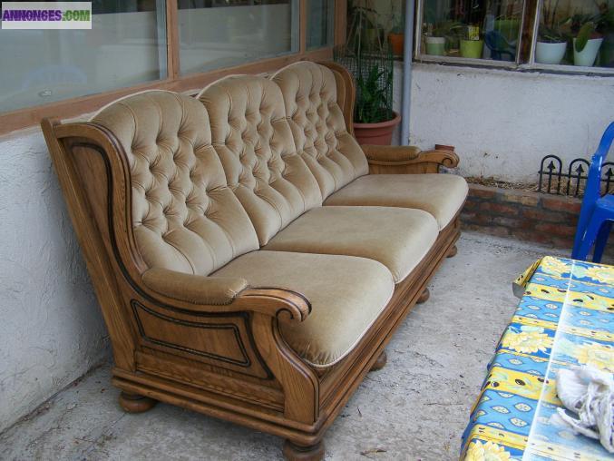 CANAPE  3  PLACES  EN CHENE