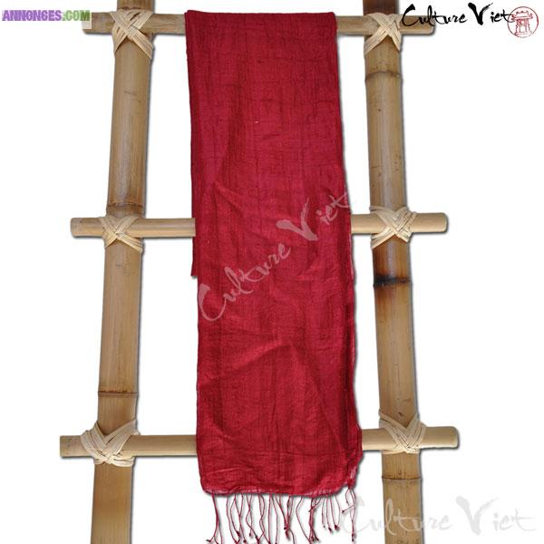 Echarpe en soie du Vietnam Bordeaux