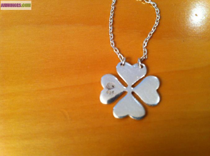 Collier en argent 925 avec trèfle 4 feuilles