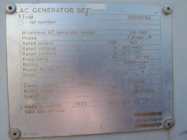 Groupe electrogene 150 kva