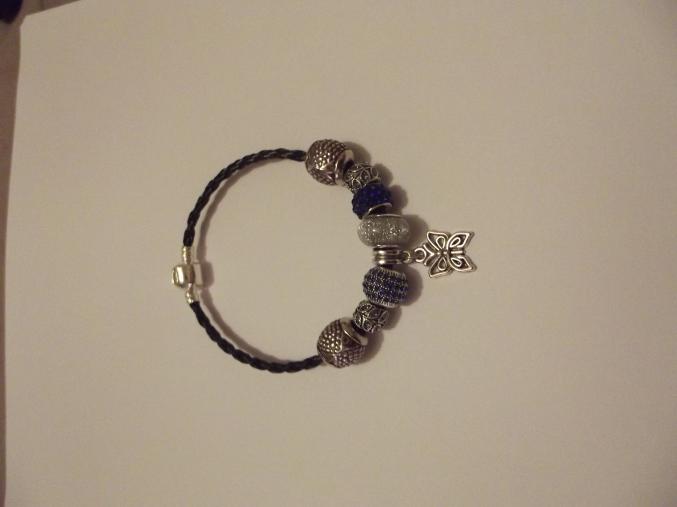 Bracelet européen avec charms bleu