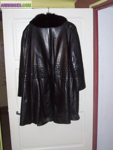 Manteau cuir et fourrure