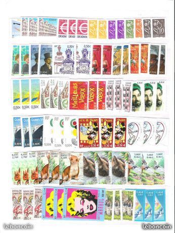 Lot de timbres neufs en euro de France faciale 41,62 euro