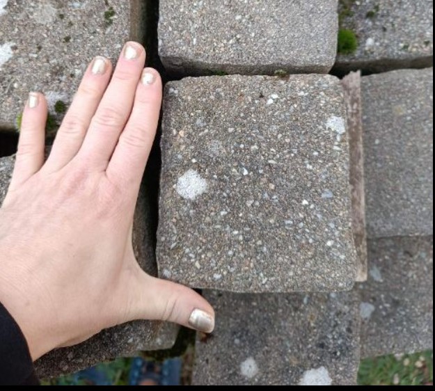 Paves gris beton pleine masse jardin terrasse 16 M2 TBE