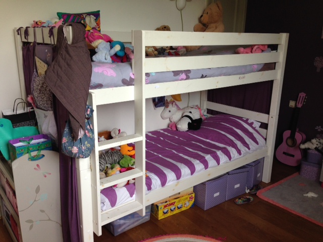 Lit superposé en pin 90 x 190 cm, lasuré Blanc