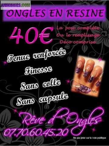 Ongles en RESINE : TARIF UNIQUE