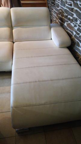 Canape d'angle cuir blanc