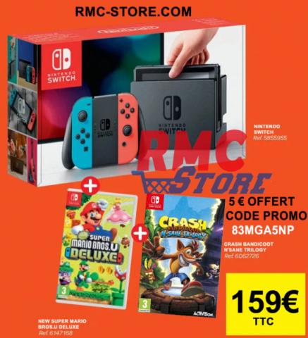 Pack Nintendo Switch Néon vendu avec jeux Crash Bandicoot N. Sane Trilogy et Mario Kart 8 Deluxe