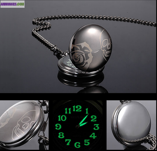 Montre à gousset motif squelette tres originale