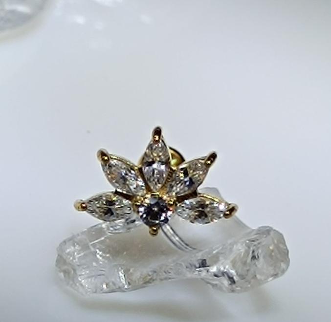 Piercing oreille strass blanc couleur doré lobe ear bijou oreja ouer lobe, ile aux piercings