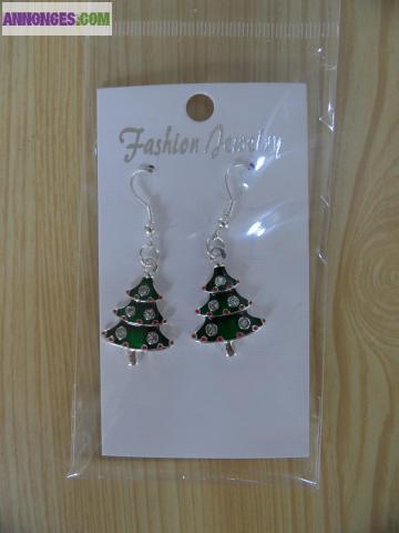 Boucles d’oreilles arbre sapin de noël neuves