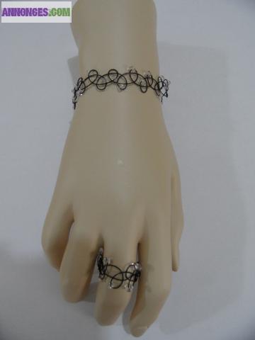 1 parure de 3 bijoux tatoo avec mini perles