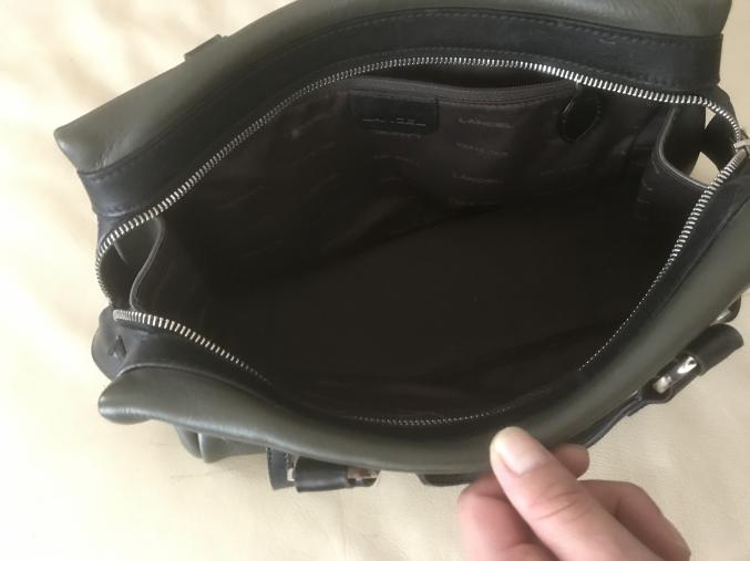 Sac Lancel porte main vert fonce et noir