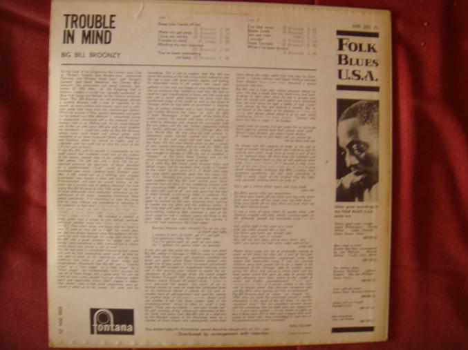 Disque vinyl 33 tours "Trouble in my mind" de BIG BILL BROONZY