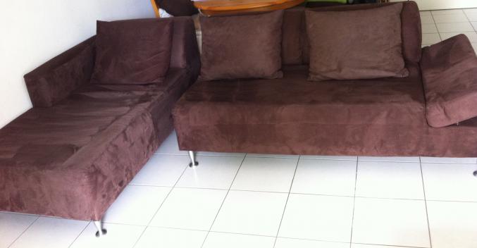 CANAPE D'ANGLE NUBUC MARRON