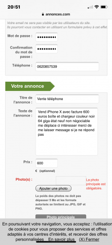 Vente téléphone