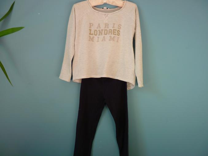 La Halle Pyjama Fille 12 ans noir gris TBE