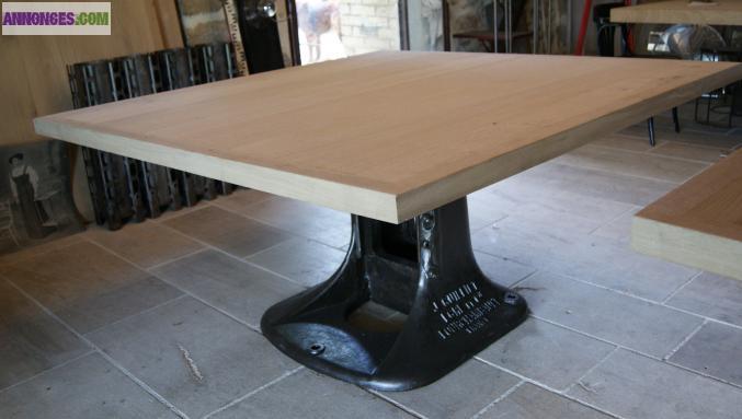 Table metal bois industriel