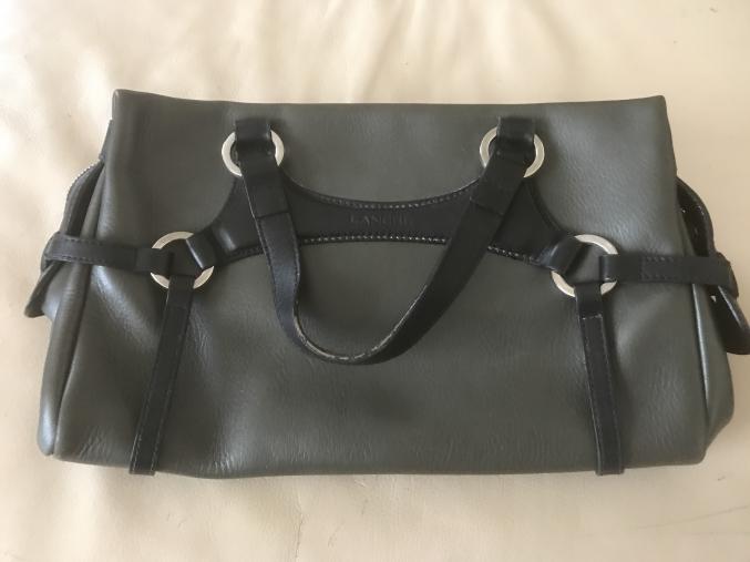 Sac Lancel porte main vert fonce et noir