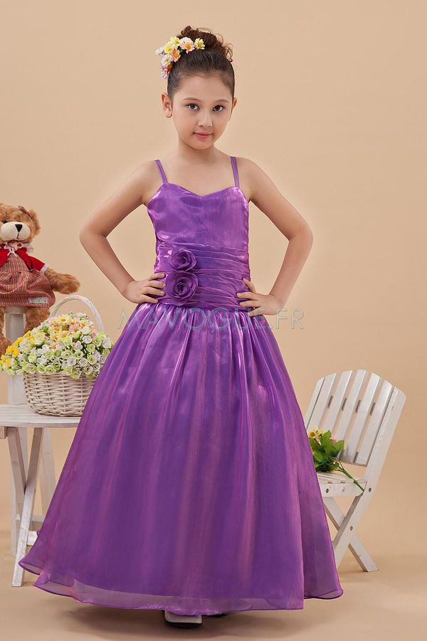 Robe De Cortège Enfant Organza Mode De Bal Sans Manches Orné -mavogue.fr