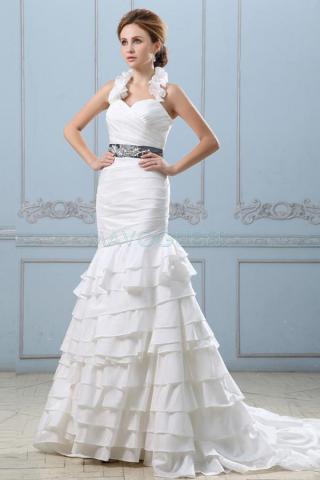 Robe De Mariée Taffetas Sans Manches Ceinture-mavogue.fr