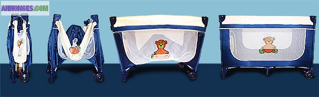 Lit de voyage pour bébé avec fonction à bascule - Multifonction - Pliable, sac de transport et petites peluches incluses Neuf