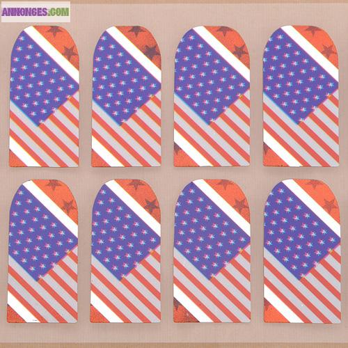 SET DE MANUCURE DESIGN - STICKERS DRAPEAU USA