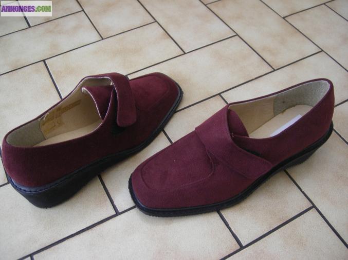CHAUSSURES MICROFIBRE ET CUIR BORDEAUX T 36 NEUVES