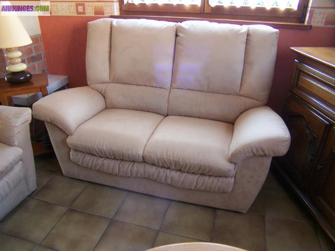 Salon canapé 2 places+fauteuils relax électriques