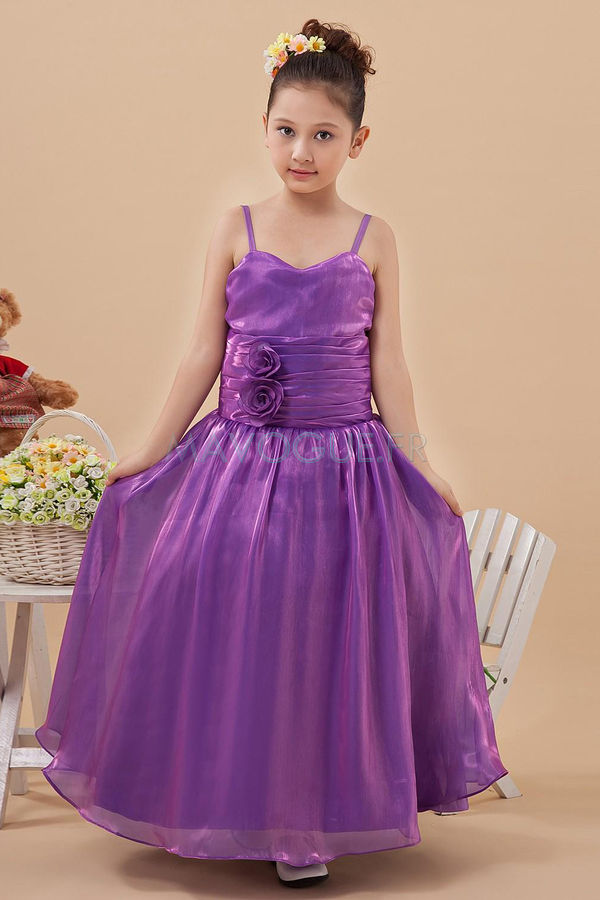 Robe De Cortège Enfant Organza Mode De Bal Sans Manches Orné -mavogue.fr