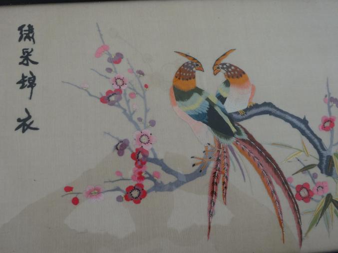 Tableau Oiseaux Broderie Chinoise