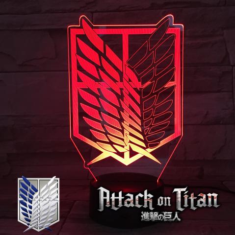 Lampe en verre de Bureau Manga Effet 3D Attaque des Titans (SNK) Très bon Etat