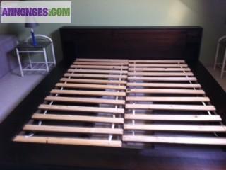 VENDS ENSEMBLE LIT BOIS WENGE +SOMMIER