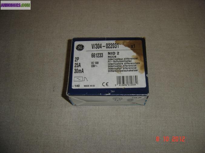 Interrupteur Différentiel 1P+N 25A 30mA GE