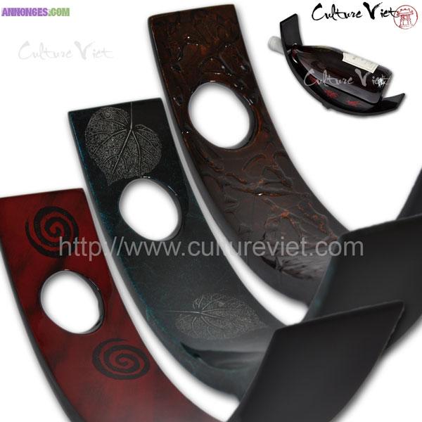 Pack 3 supports à bouteille en bois laqué