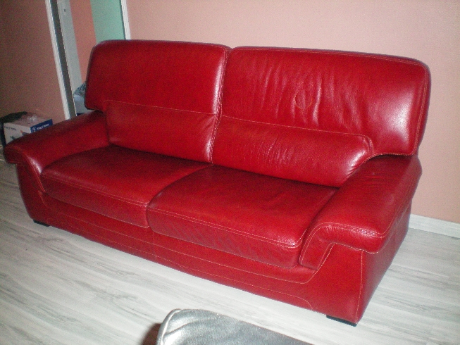 Canapé cuir rouge