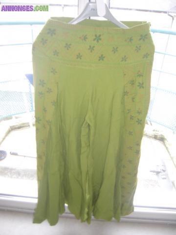 Pantalon femme large vert Jashu