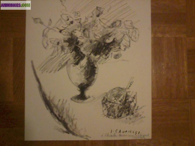 Vends dessin original feutre signé CAVAILLES