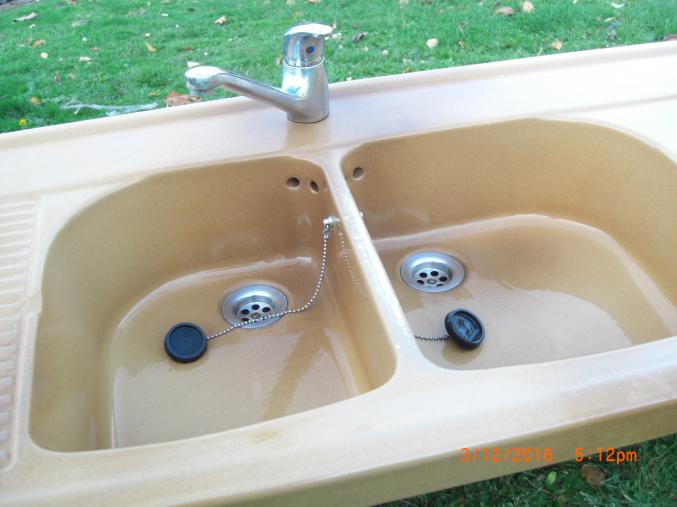 EVIER GRES EMAILLE 2 BACS 2 EGOUTTOIRS