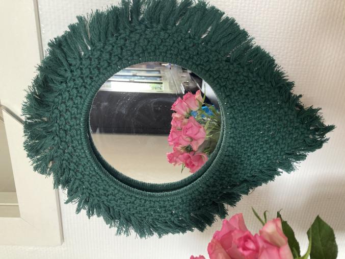Miroir couronne macramé 